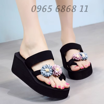 Flip-flops dốc với bà nữ mùa hè dép trượt bãi biển và dép đi trong lớp vỏ dày dép đi biển thủ công thời trang