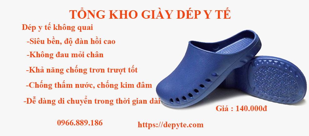 Dép y tế đi trong bệnh viện phòng khám không quai ngang, có lỗ thoáng khí chống trơn trượt chất lượng cao.