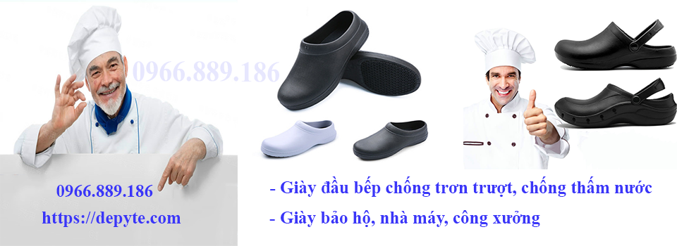 Giày đầu bếp chống trơn trượt, chống thấm nước chuyên dụng cho nhà máy công xưởng