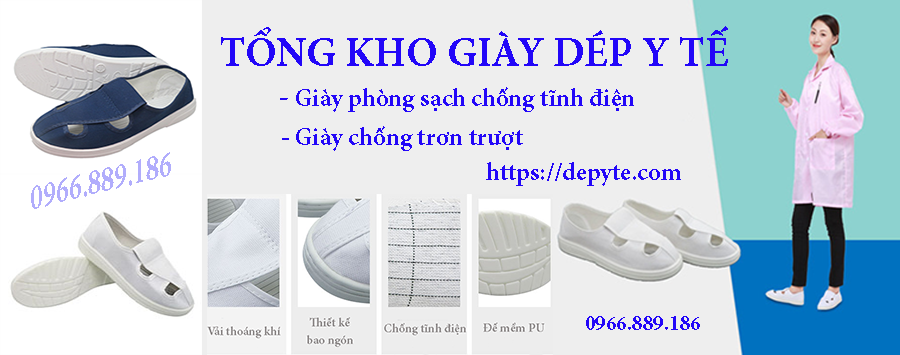 giày chống tĩnh điện, giày phòng sạch 4 lỗ khử mùi thoáng khí chống trơn trượt hiệu quả